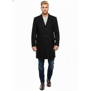 Express Wool Cashmere Blend Black Overcoat Men's Large
